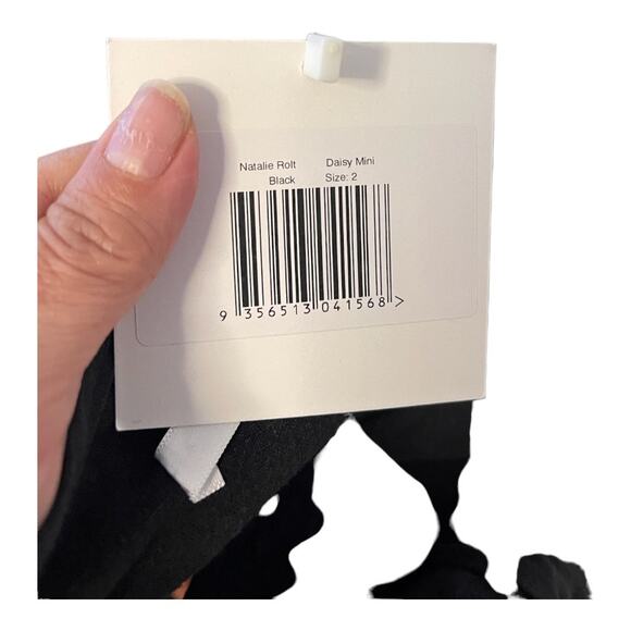 Revolve Natalie Rolt Daisy Linen Strapless Mini Dress Scalloped Edge Black Sz 2 - Picture 10 of 16